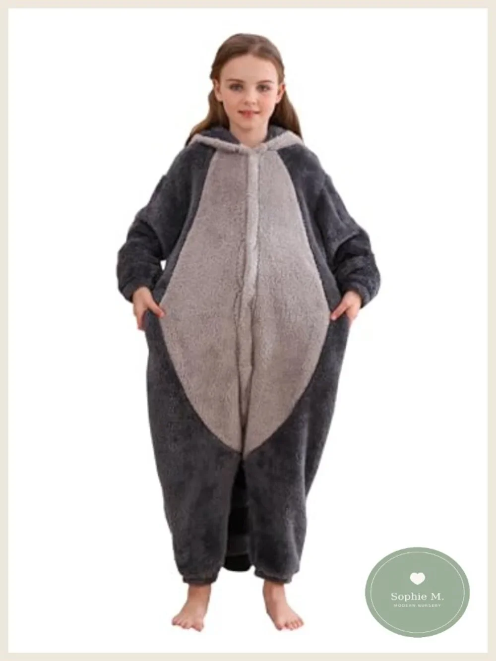 Kids Raccoon Onesie Pajamas Cosplay Costume with Tail Flannel Zipper